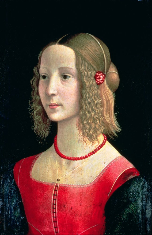 少女の肖像、c.1490（パネル上のテンペラ）
